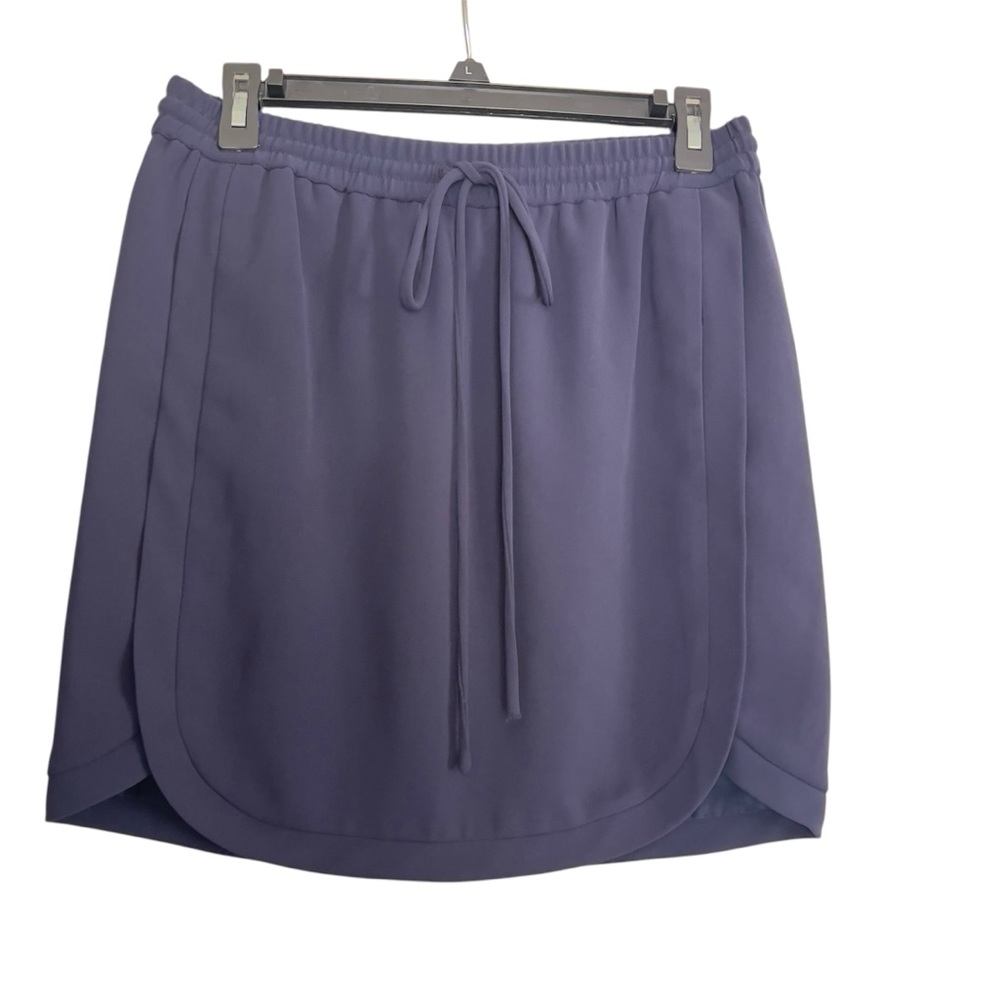 J. Crew Drapey Double Twill Curved Hem Blue Drawstring Mini Skirt Women’s Sz 4